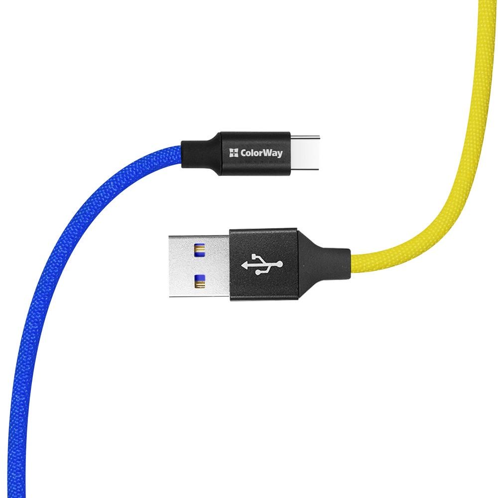 ColorWay USB to Type-C (national) 2.4A cable 1m Blue Yellow