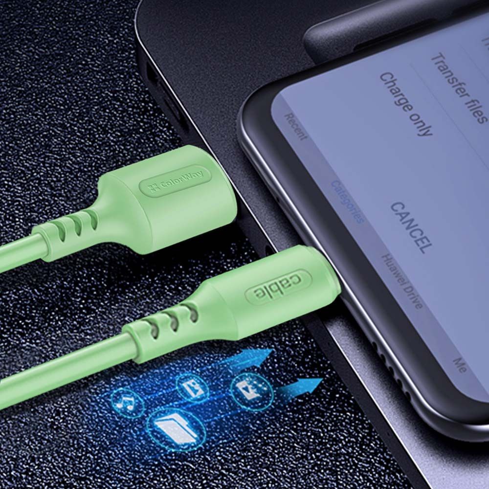 ColorWay USB to Type-C cable (soft silicone) 2.4A 1m Green