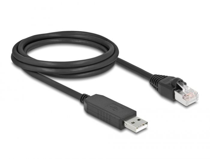 DeLock Serial Connection Cable with FTDI chipset USB 2.0 Type-A male to RS-232 RJ45 male 2m Black
