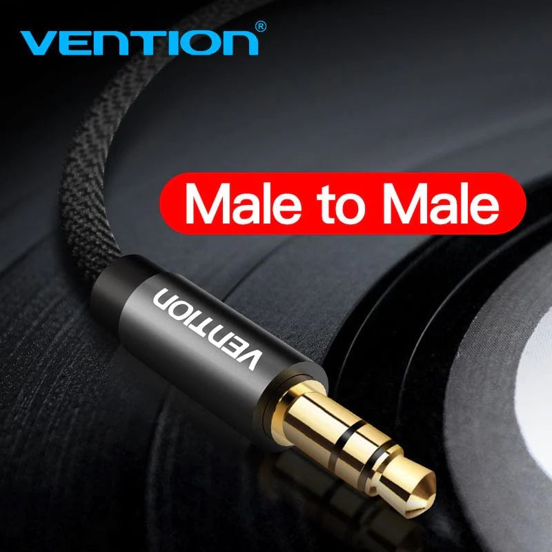 Vention Fabric Braided 3.5mm Male to Male Audio Cable Black Metal Type 1,5m Black
