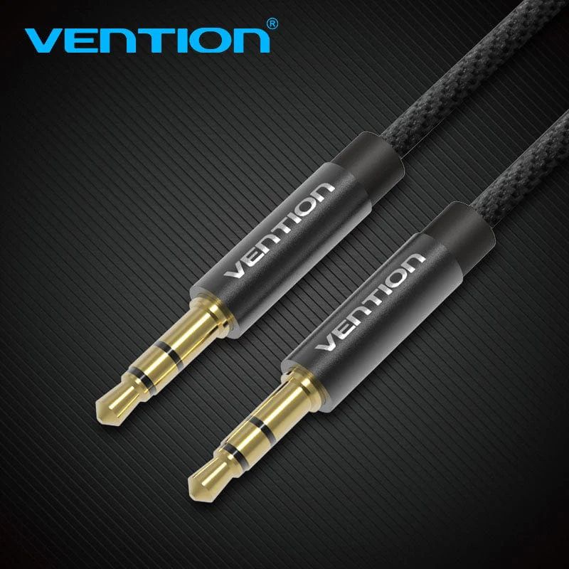 Vention Fabric Braided 3.5mm Male to Male Audio Cable Black Metal Type 1,5m Black