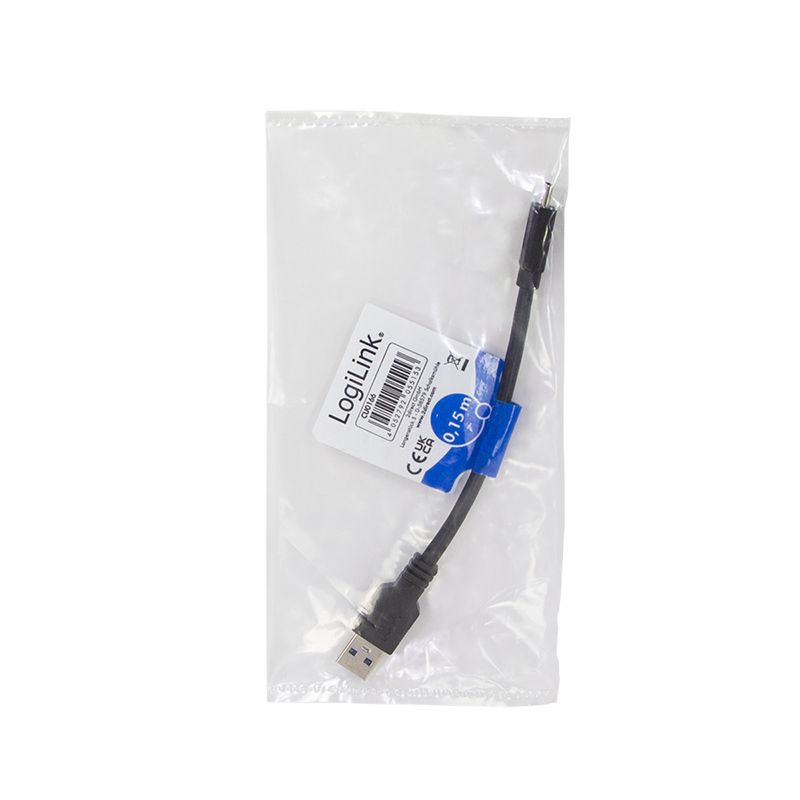 Logilink USB 3.2 Gen1 Type-C cable C/M to USB-A/M 0,15m Black