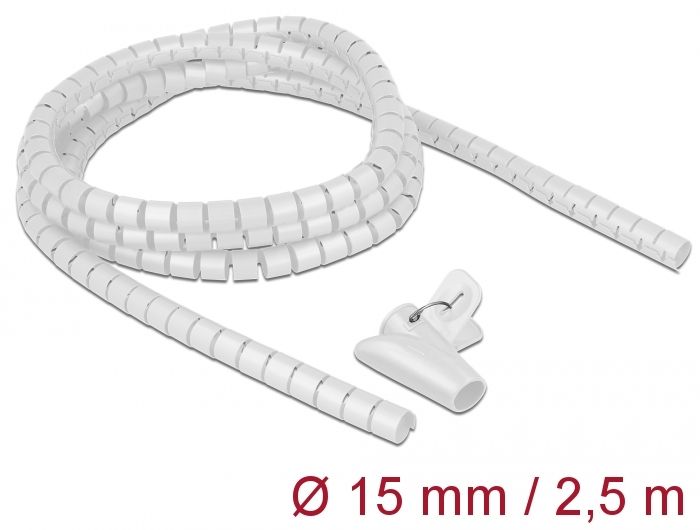 DeLock Spiral Hose with Pull-in Tool 2.5mx15mm White