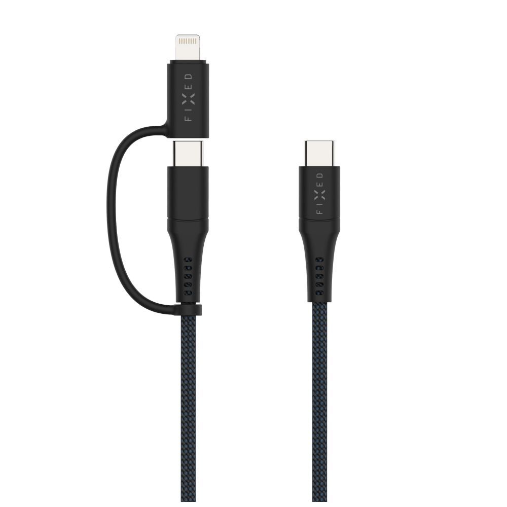 FIXED USB-C/USB-C/Lightning MFi PD 60W adapter kábel 1,2m szürke