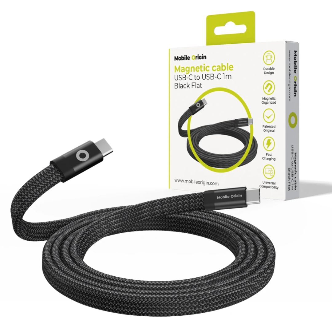 Mobile Origin Magnetic Flat Patented Original Cable USB-C to USB-C 1m Black