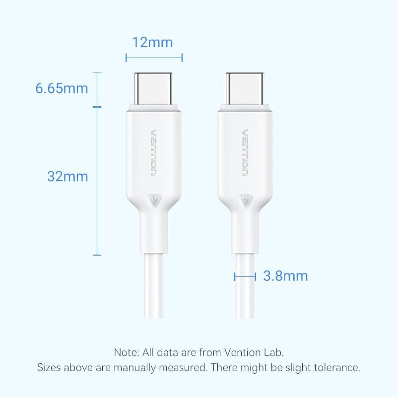 Vention USB 2.0 Type-C Male to Type-C Male 3A Cable 1m Black