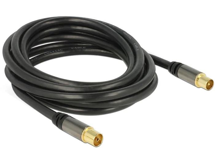 DeLock Antenna Cable IEC Plug > IEC Jack RG-6/U 3m Black