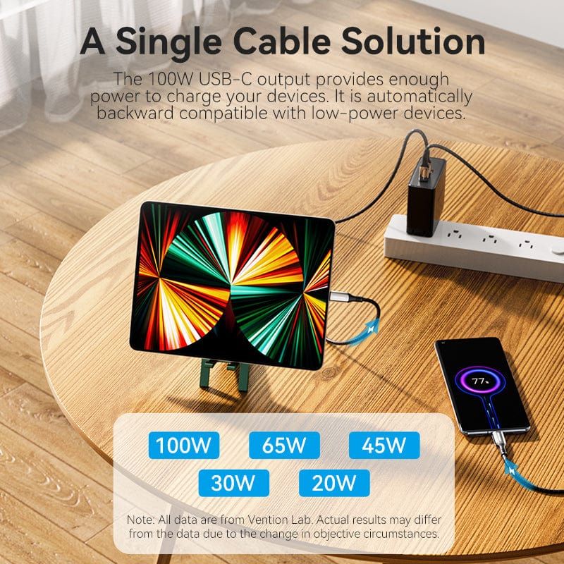 Vention Cotton Braided USB 2.0 C Male to C Male 5A Zinc Alloy Type cable 2m Black