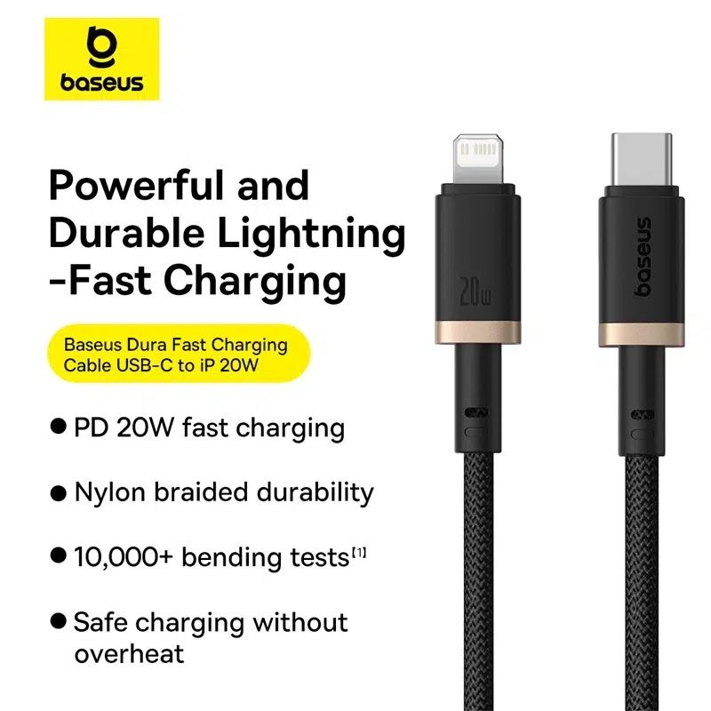 Baseus Dura Series 20W Type-C to Lightning Fast Charging Cable 2m Black/Gold