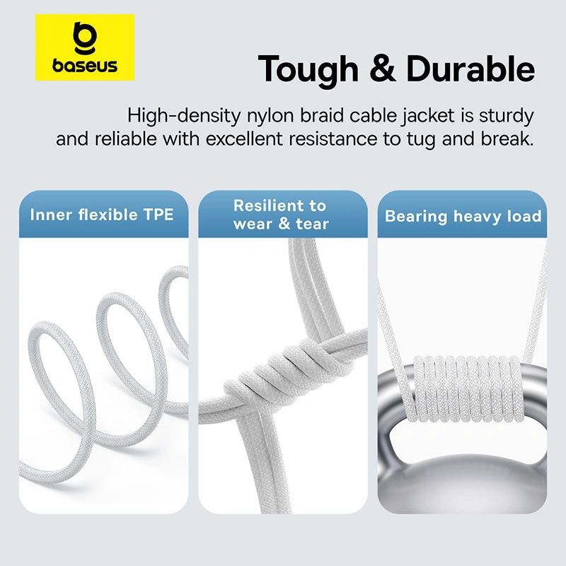 Baseus Gem USB to Type-C 100W Fast-Charging Data Cable 1m White