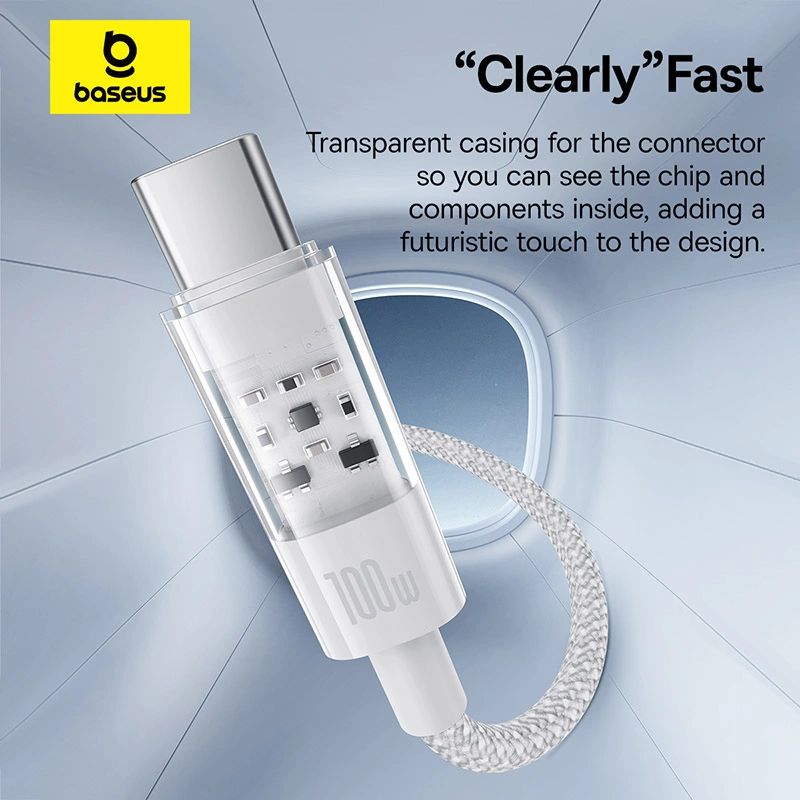 Baseus Gem USB to Type-C 100W Fast-Charging Data Cable 1m White
