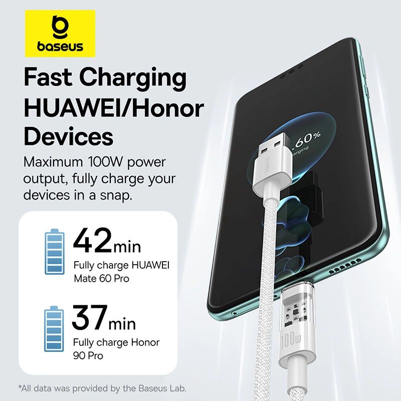Baseus Gem USB to Type-C 100W Fast-Charging Data Cable 1m White
