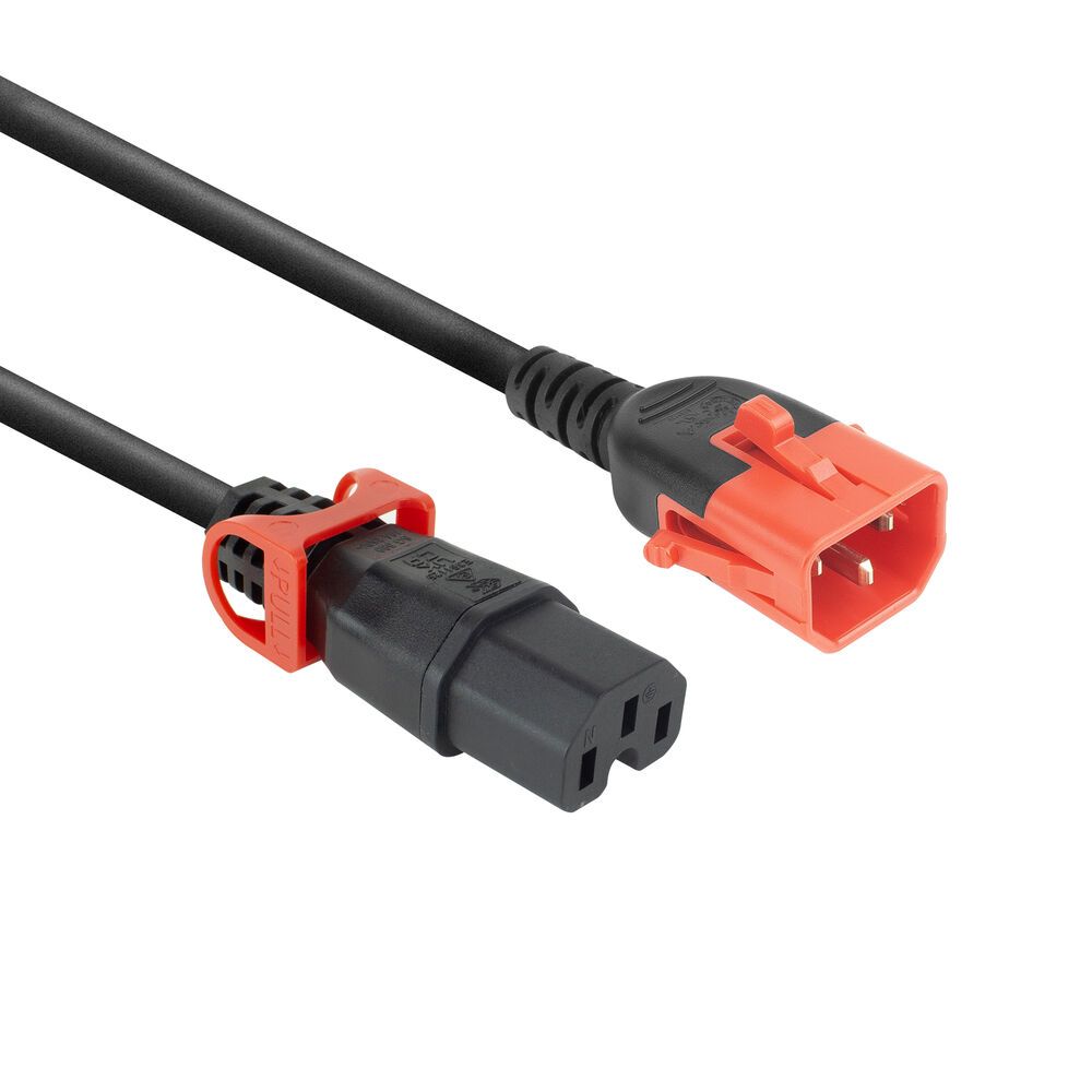 ACT PL0042 Powercord C14 IEC Lock+ Dual Locking - C15 IEC Lock+ 2m Black