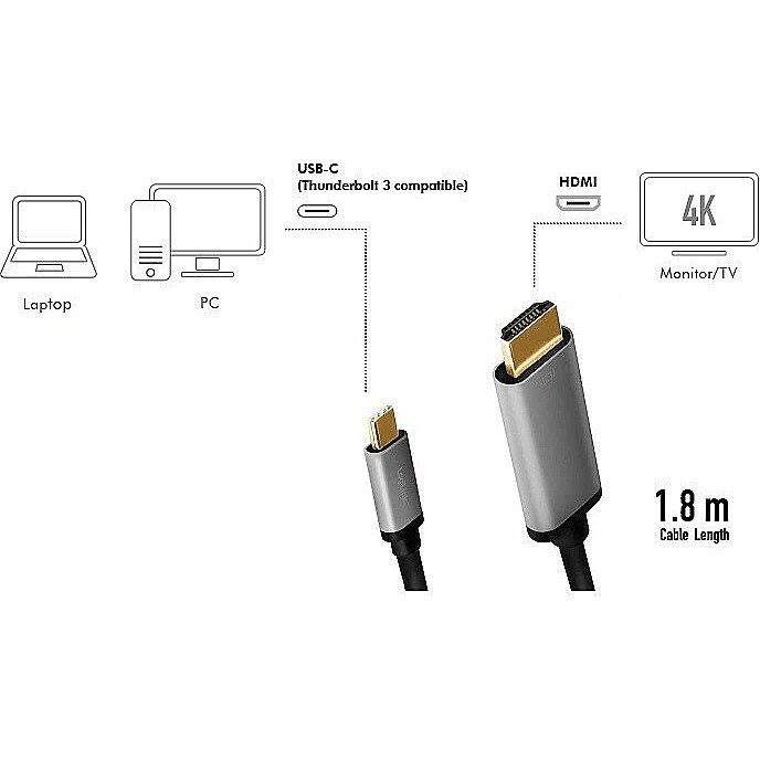 Logilink USB 3.2 Gen1 Type-C to HDMI/M 4K cable 1,8m Black