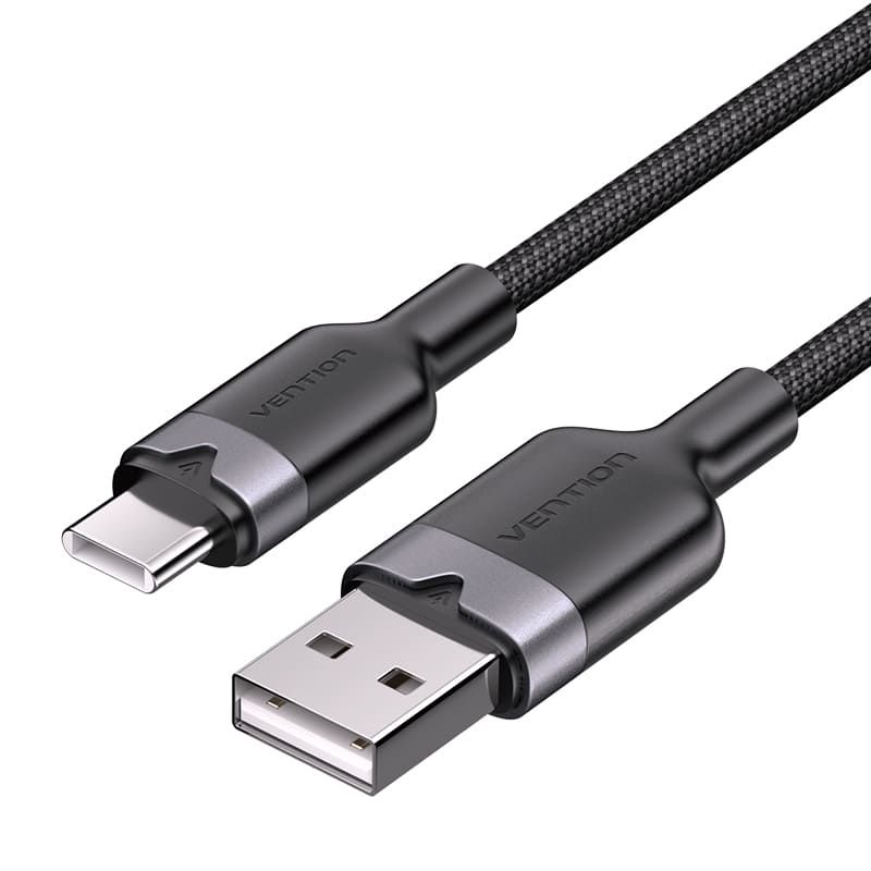 Vention USB 2.0 A Male to C Male 3A Aluminum Alloy Type cable 1m Black