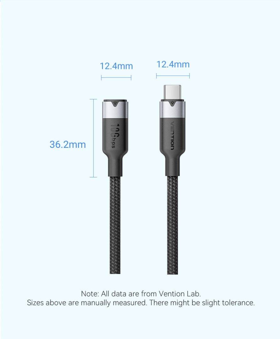Vention USB 3.2 Gen2 C Male to C Female 10Gbps Extension Aluminum Alloy Type cable 1m White