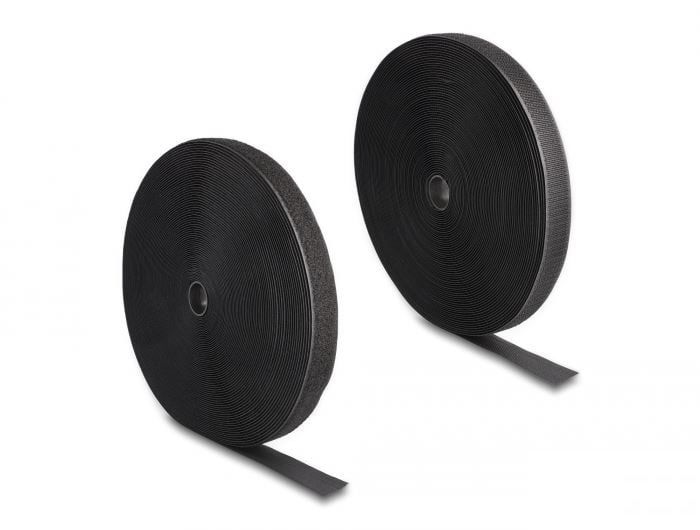DeLock Heavy-duty Hook-and-Loop tape L 25 m x W 25 mm Black
