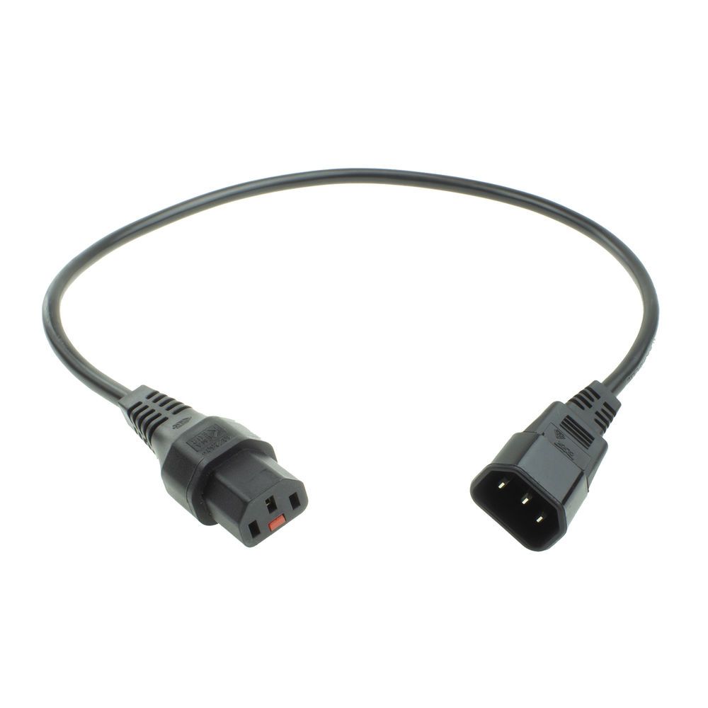 ACT Powercord C13 IEC Lock - C14 0.5m Black