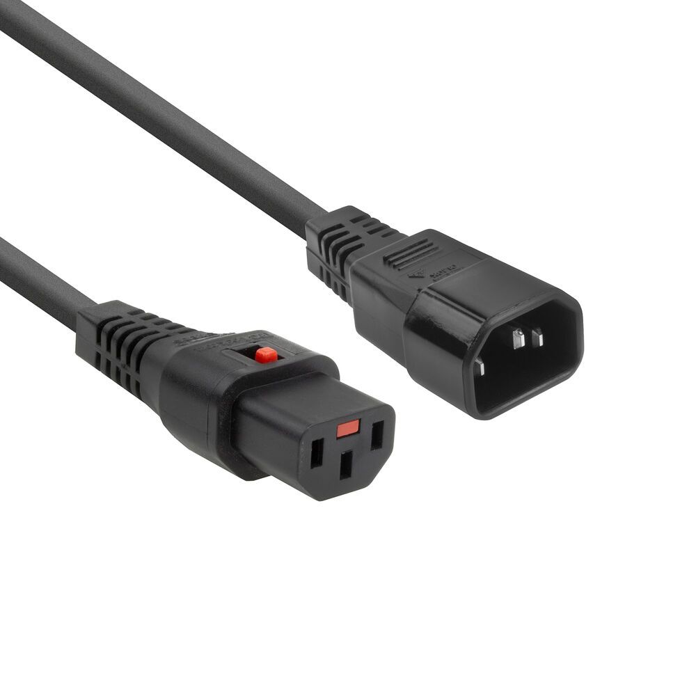 ACT Powercord C13 IEC Lock - C14 2m Black 5-Pack