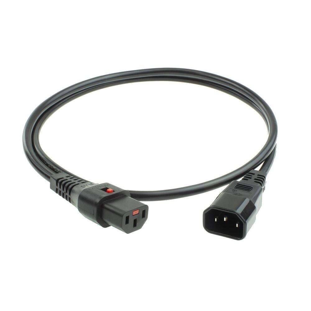 ACT Powercord C13 IEC Lock - C14 2m Black 5-Pack