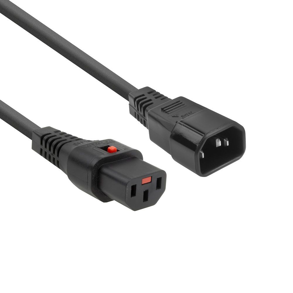 ACT Powercord C13 IEC Lock - C14 3m Black