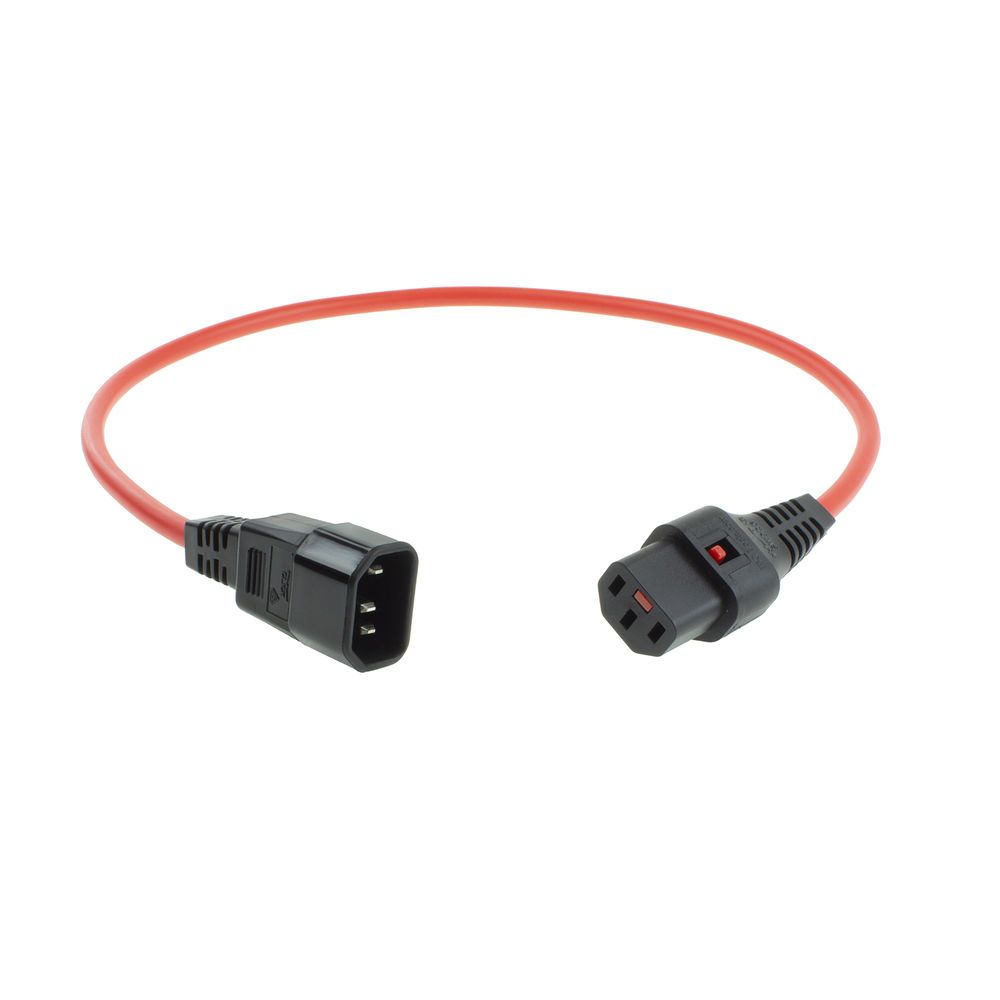 ACT Powercord C13 IEC Lock - C14 0,5m Red