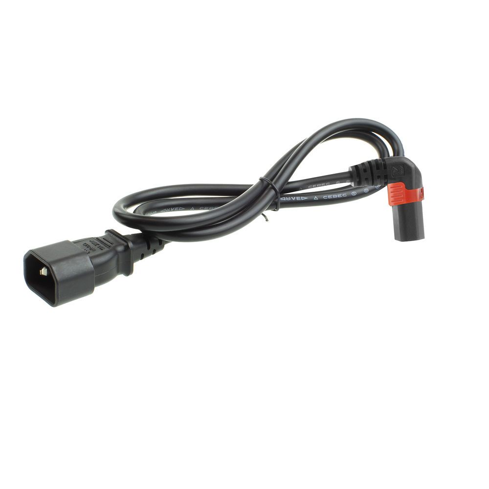 ACT Powercord C14 - C13 IEC Lock (up angled) 1m Black
