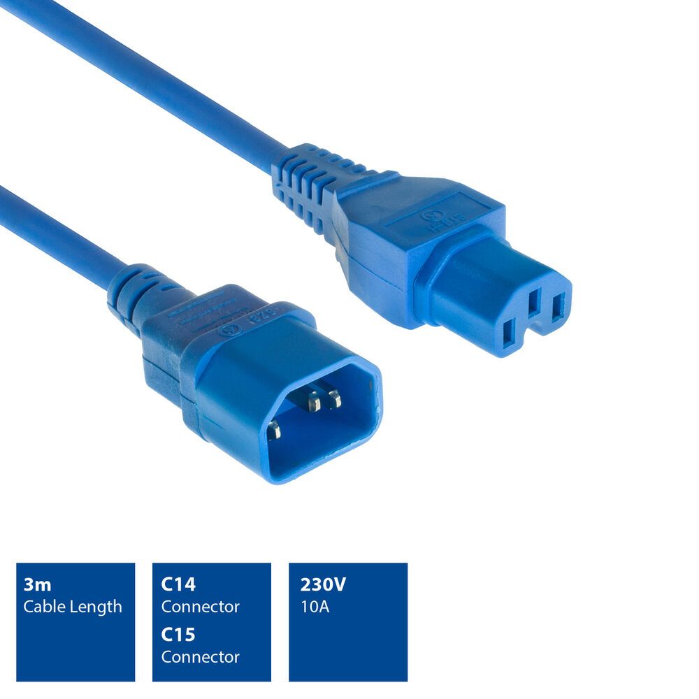 ACT Powercord C14 - C15 3m Blue