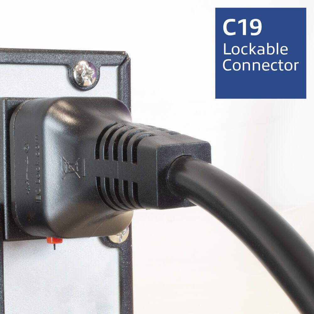 ACT Powercord C19 IEC Lock - C20 IEC Lock Dual Locking 2m Black