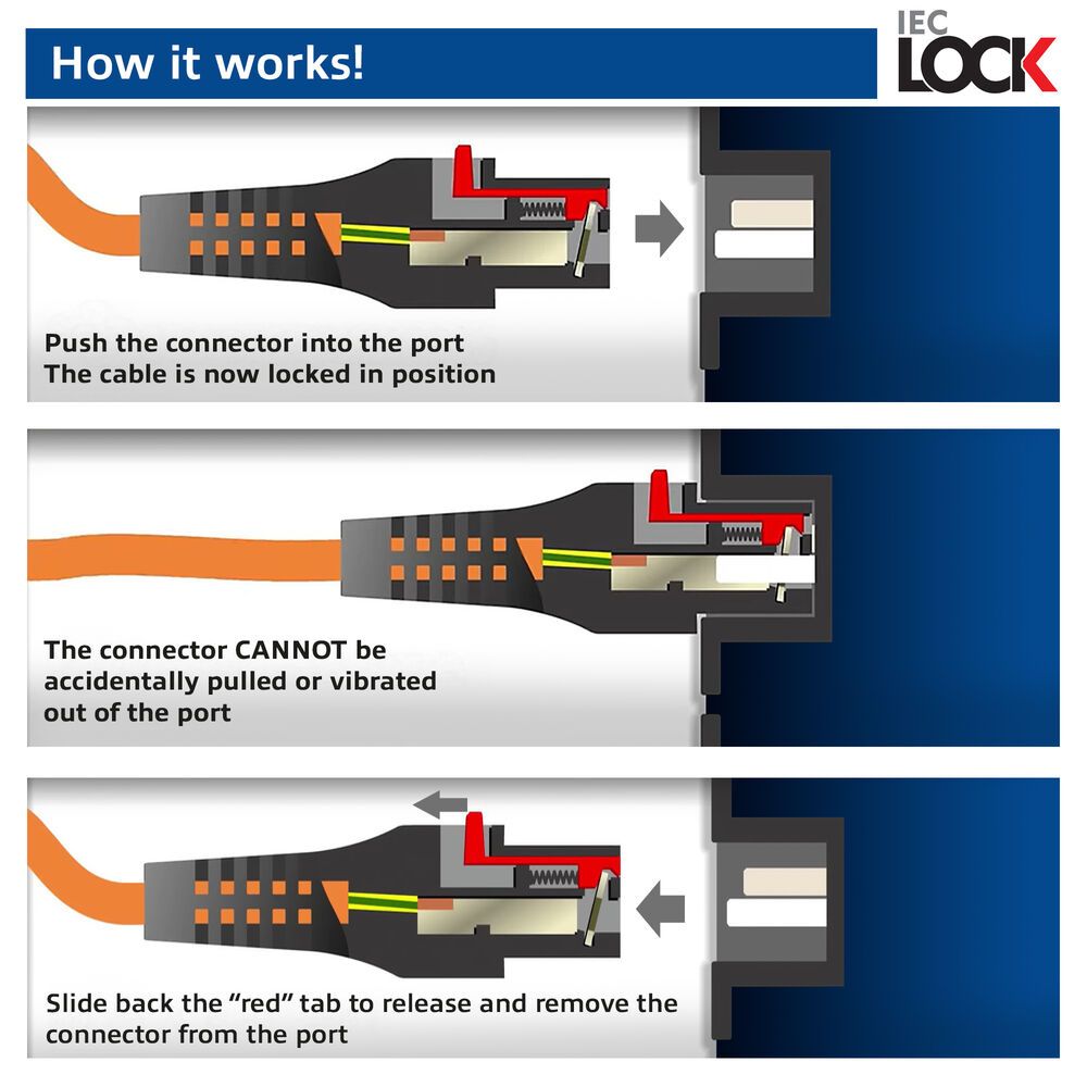 ACT Powercord C19 IEC Lock - C20 IEC Lock Dual Locking 2m Blue