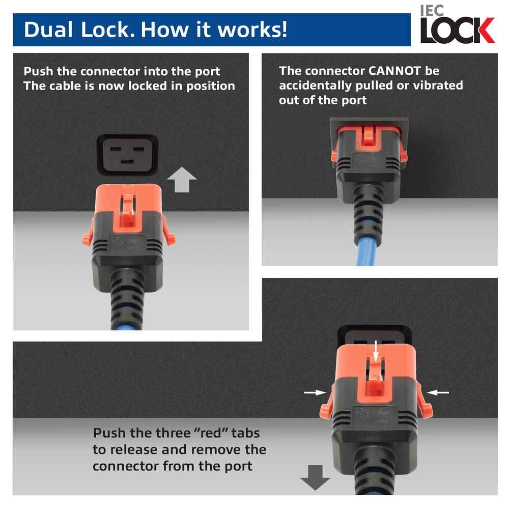 ACT Powercord C19 IEC Lock - C20 IEC Lock Dual Locking 2m Blue