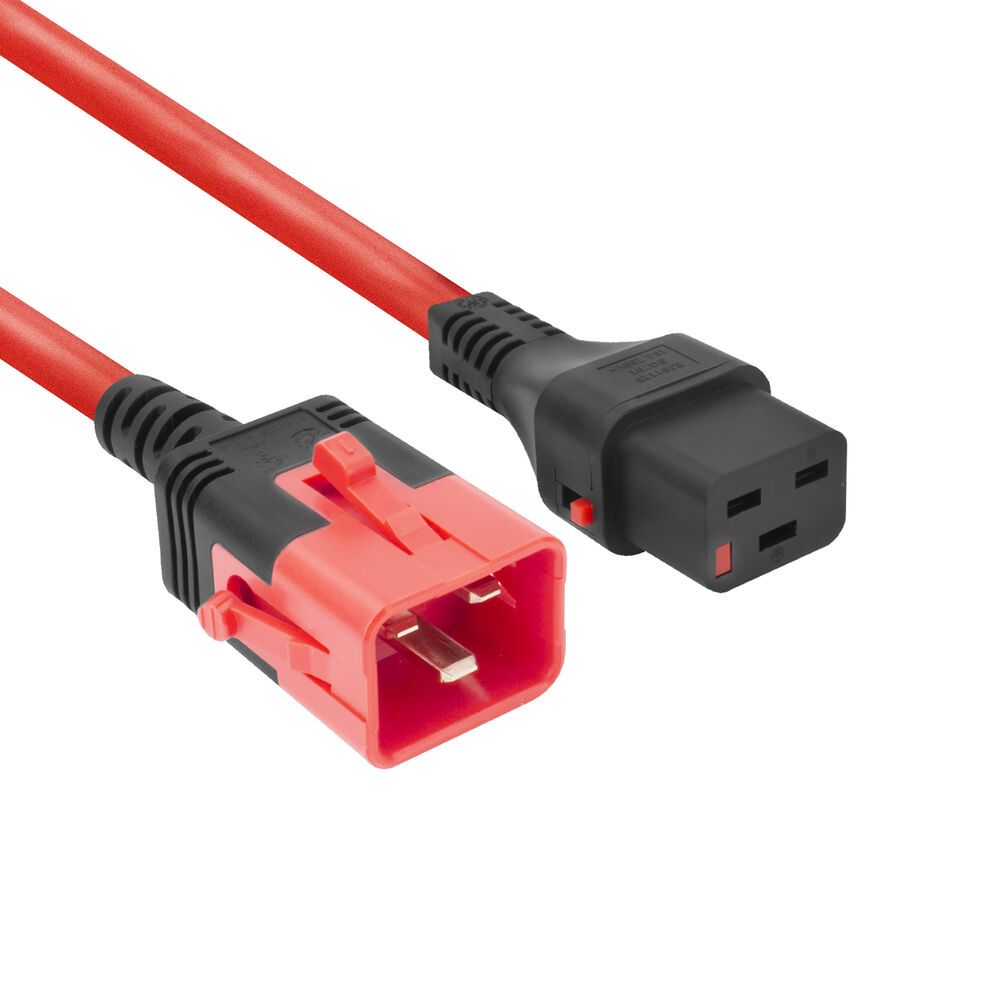 ACT Powercord C19 IEC Lock - C20 IEC Lock Dual Locking 2m Red