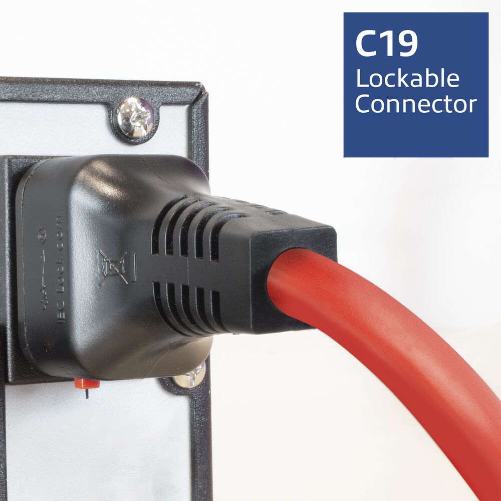 ACT Powercord C19 IEC Lock - C20 IEC Lock Dual Locking 2m Red