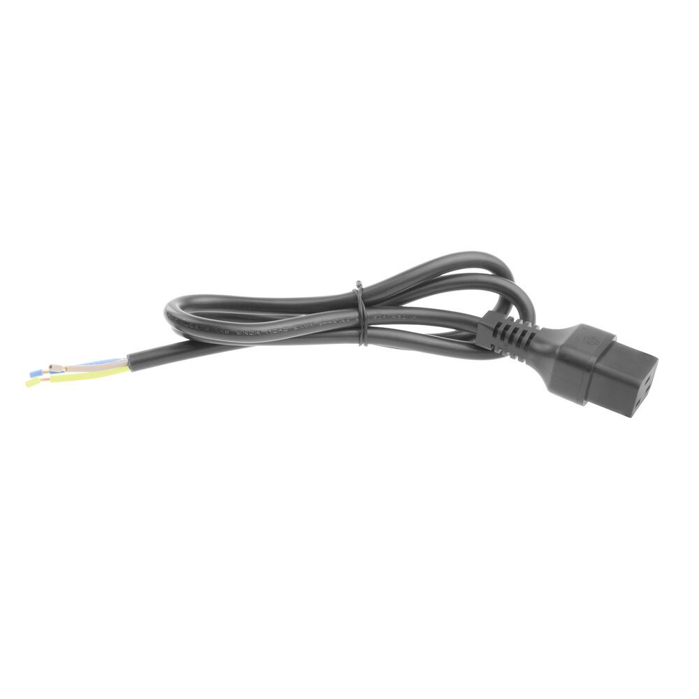 ACT Powercord C19 IEC Lock - open end 2m Black 5-Pack