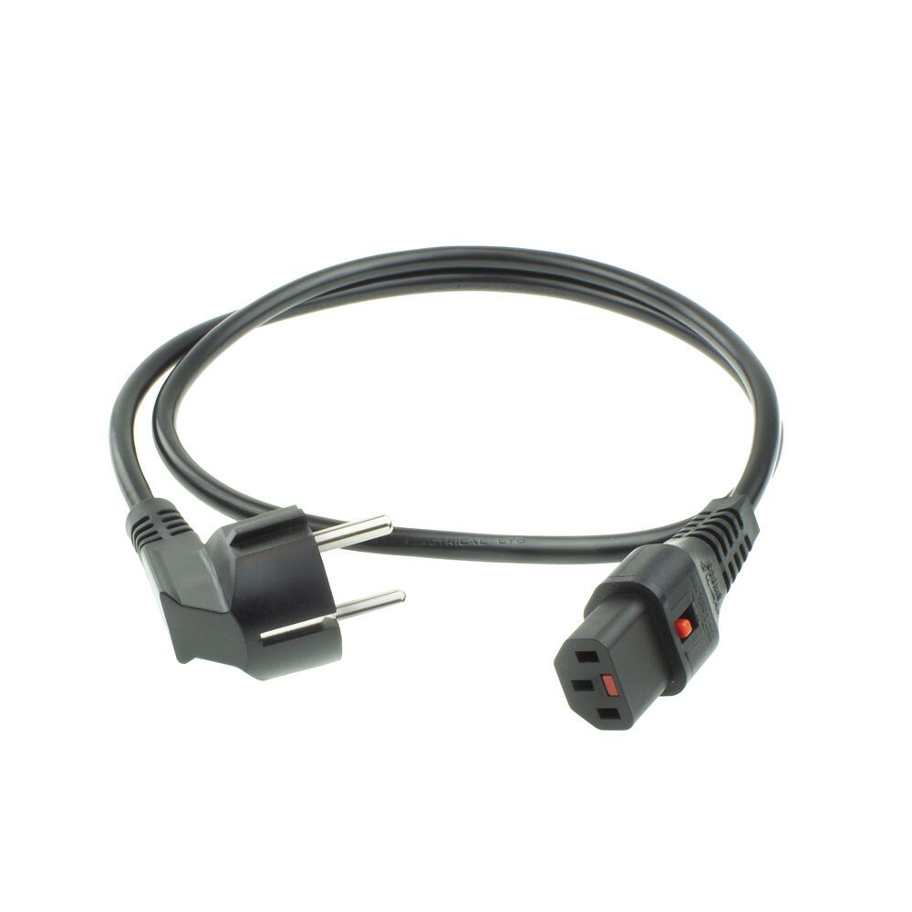 ACT Powercord CEE 7/7 male (angled) - C13 IEC Lock 2m Black 5-Pack
