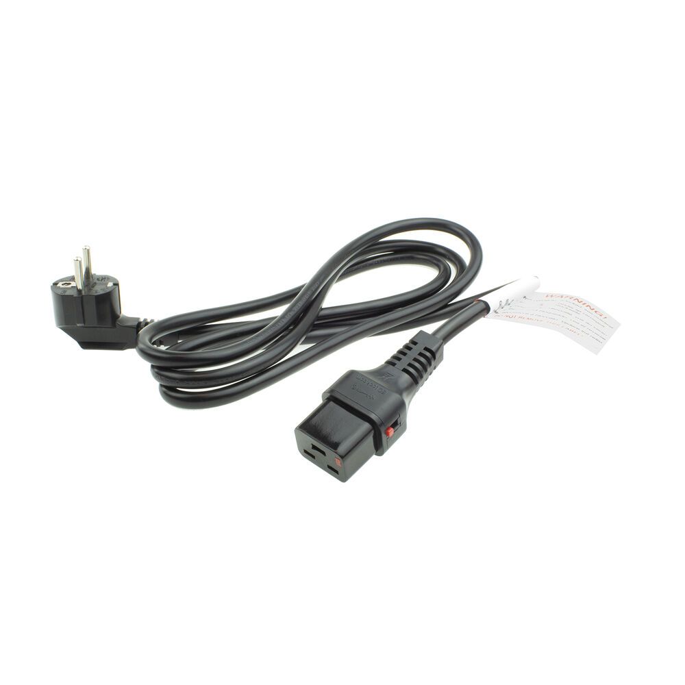 ACT Powercord CEE 7/7 male (angled) - C19 IEC Lock 2m Black 5-Pack
