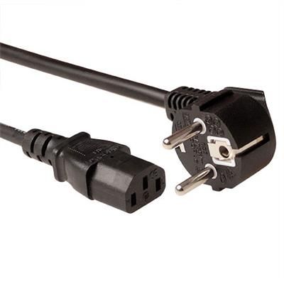 ACT Powercord LSZH mains connector Schuko CEE 7/7 male (angled) - C13 IEC 60320 5m Black
