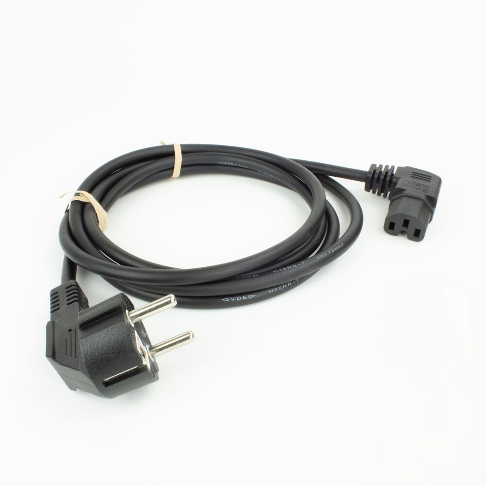 ACT Powercord mains connector Schuko CEE 7/7 male (angled) - C15 (angled right) IEC 60320 2m Black