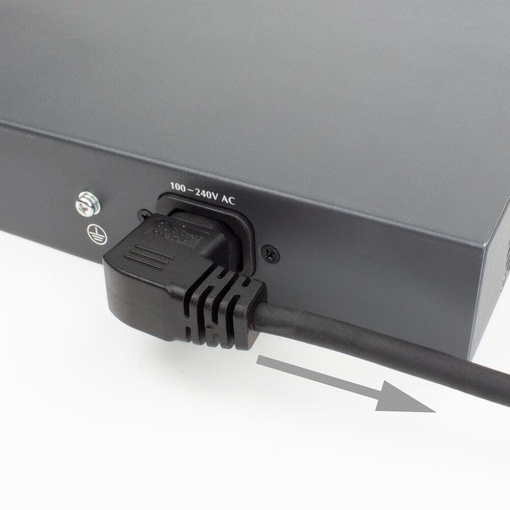 ACT Powercord mains connector Schuko CEE 7/7 male (angled) - C15 (angled right) IEC 60320 2m Black