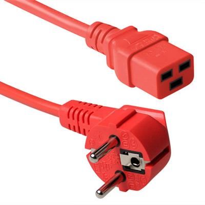 ACT Powercord mains connector Schuko CEE 7/7 male (angled) - C19 IEC 60320 1,8m Red