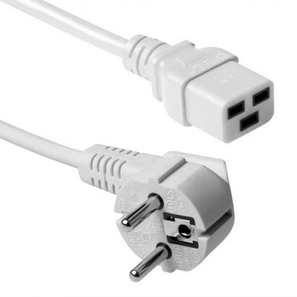 ACT Powercord mains connector Schuko CEE 7/7 male (angled) - C19 IEC 3m White