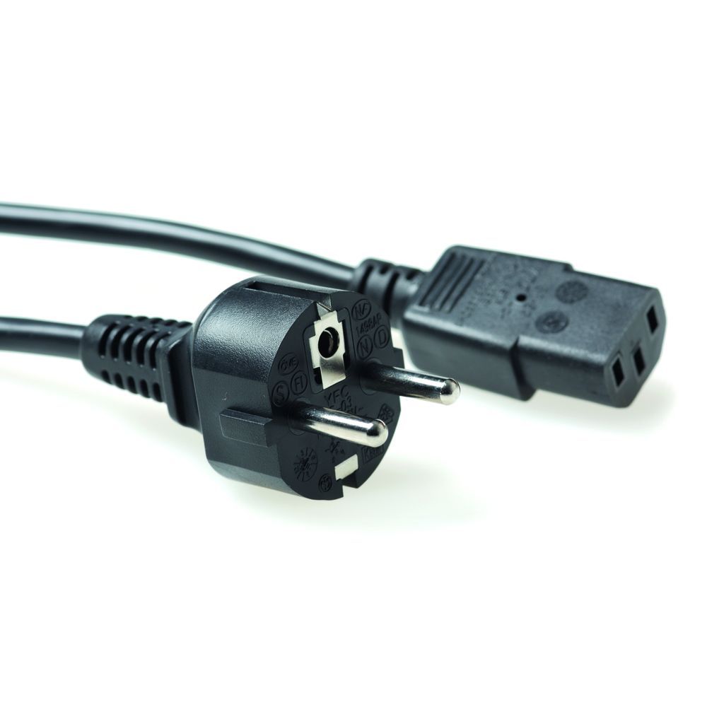 ACT Powercord mains connector Schuko CEE 7/7 male (angled) - C5 IEC 2,5m Black