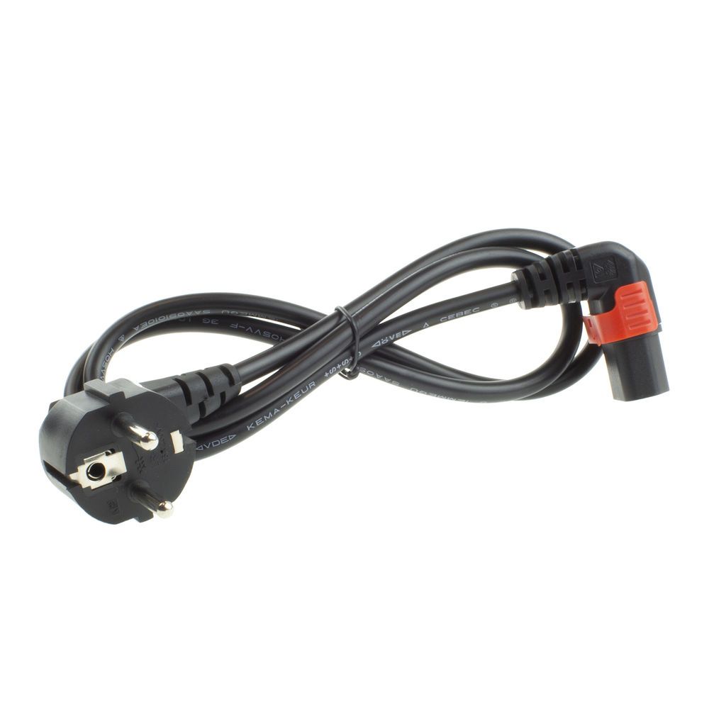 ACT Powercord Schuko CEE 7/7 male (angled) - C13 IEC Lock (down angled) 1m Black