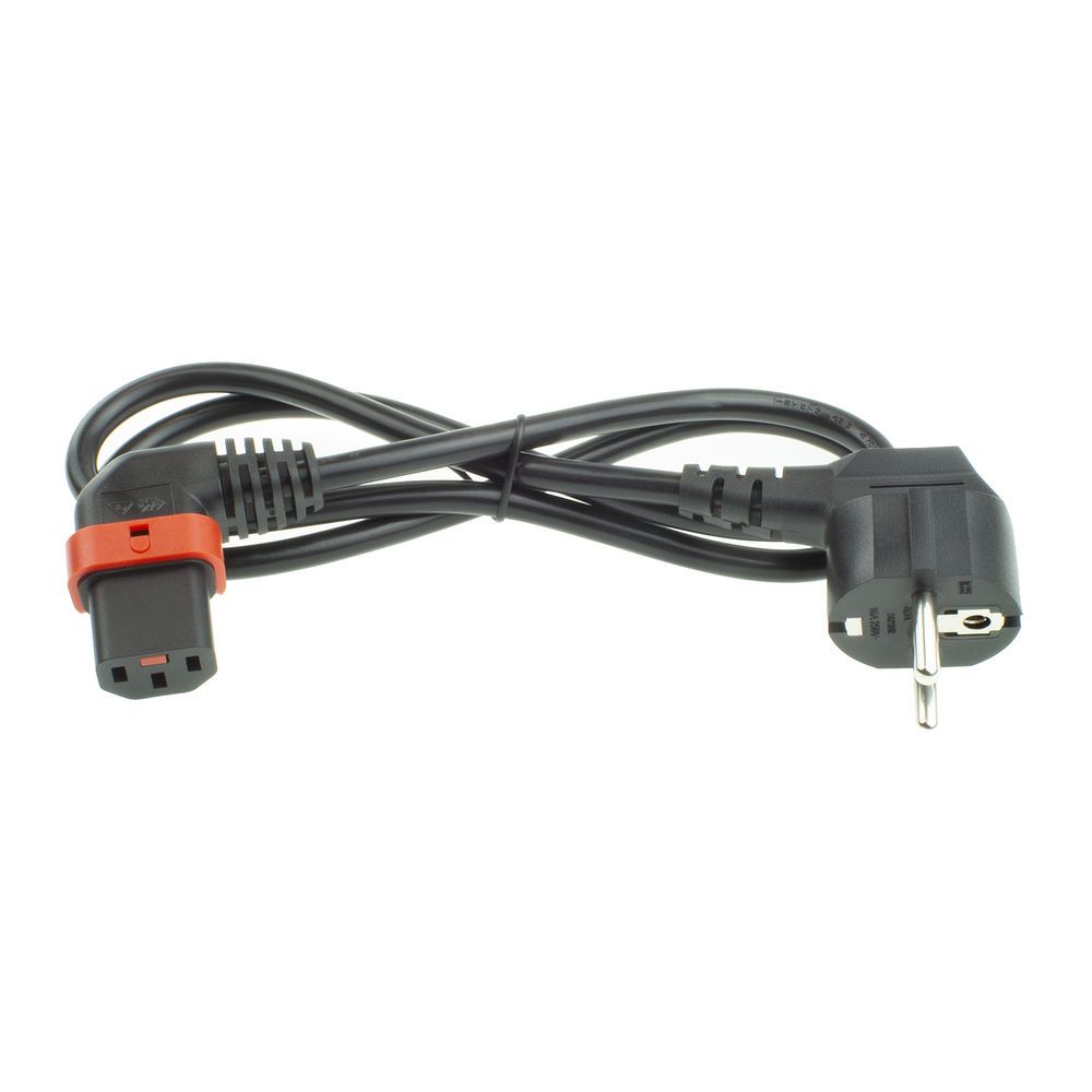 ACT Powercord Schuko CEE 7/7 male (angled) - C13 IEC Lock (right angled) 2m Black