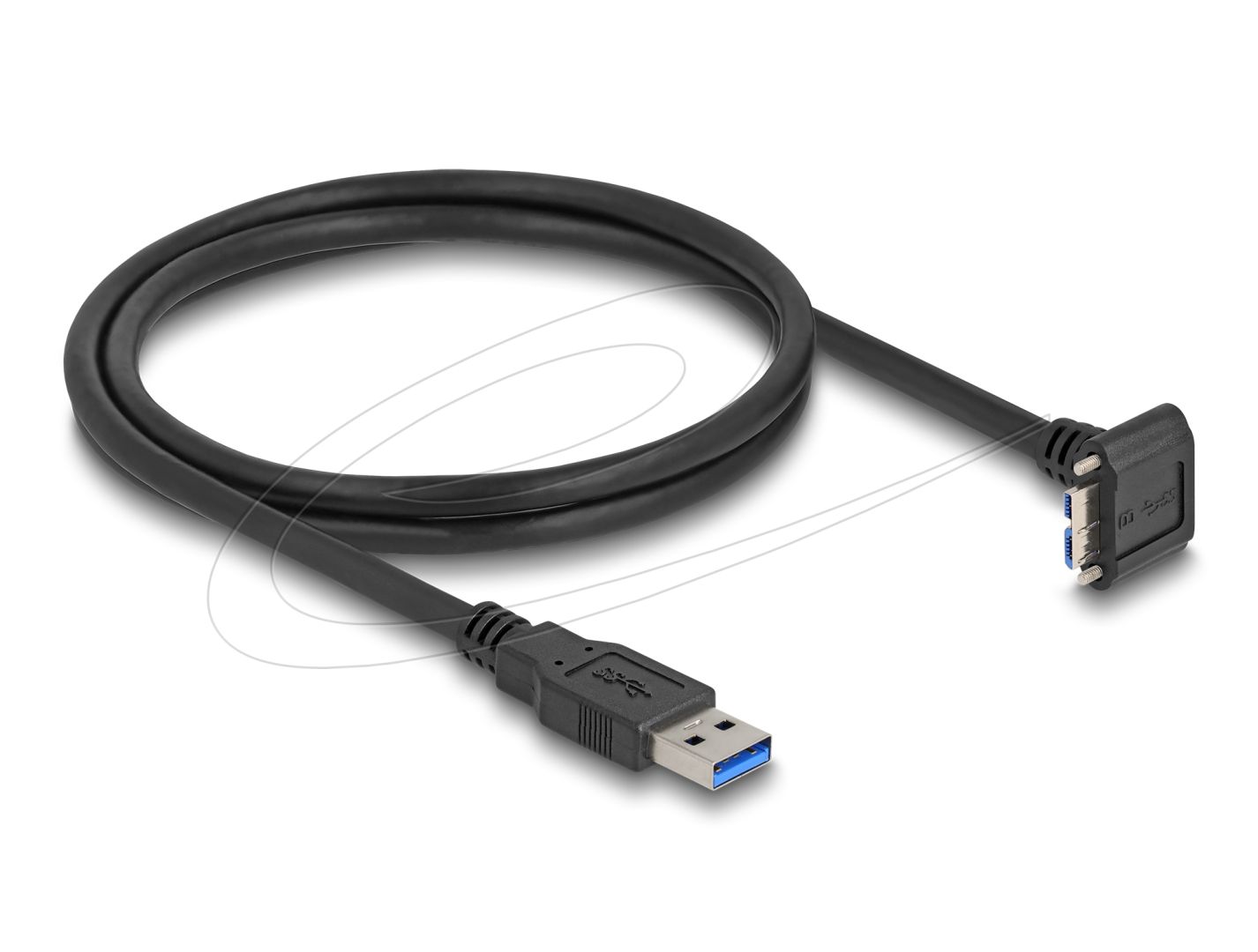 DeLock USB Type-A male straight to USB Micro-B male 90° angled cable 1m Black