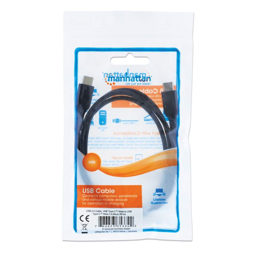 Manhattan USB 2.0 Type-C Device Cable 1m Black