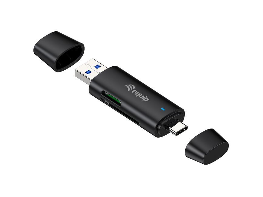EQuip Dual Connector Card Reader Black