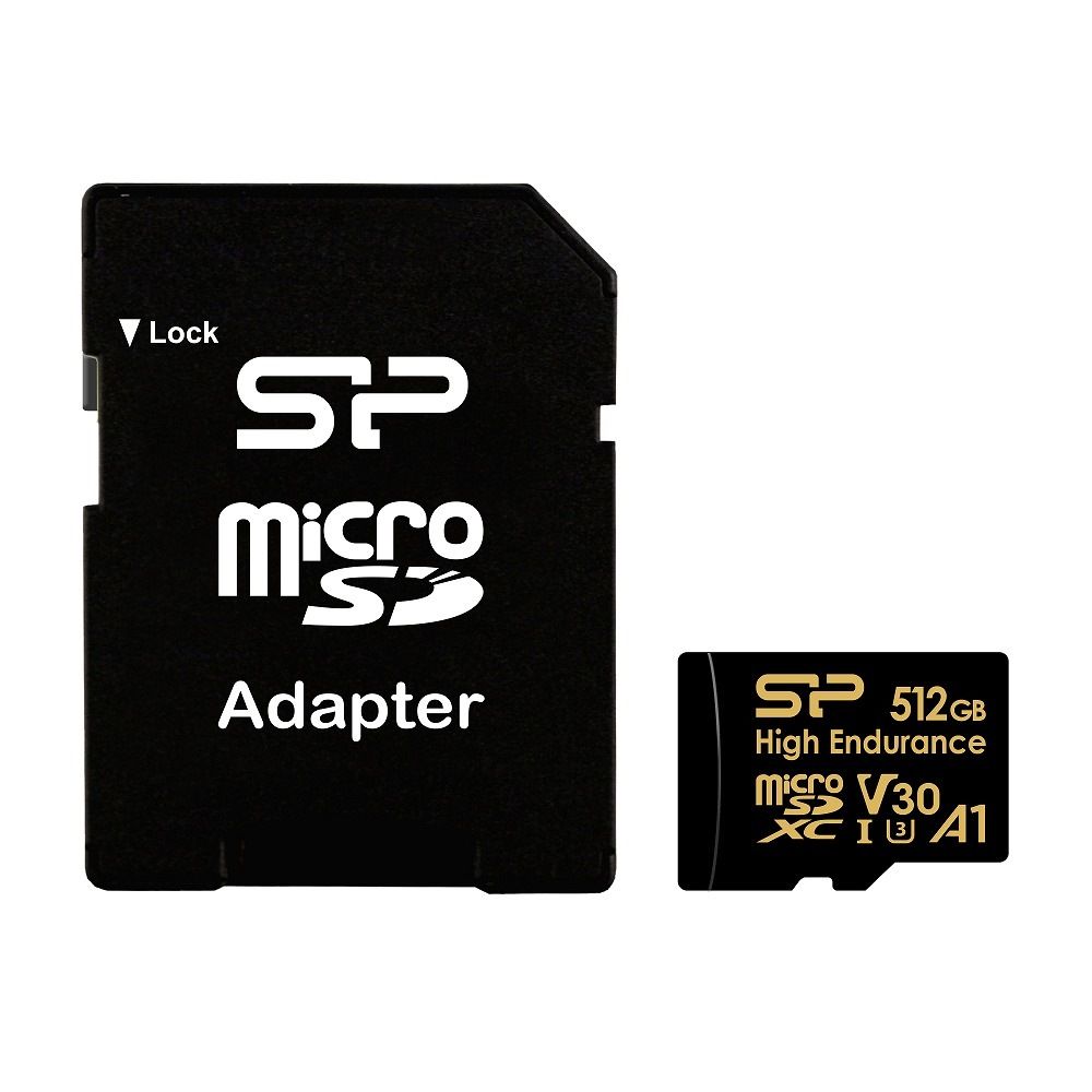 Silicon Power 512GB microSDXC Gold Series High Endurance Class 10 UHS-I U3 V30 A1 + adapterrel