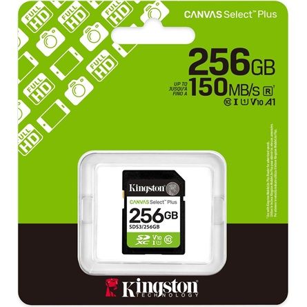 Kingston 256GB SDXC Canvas Select Plus Gen3 Class 10 UHS-I U1 V10