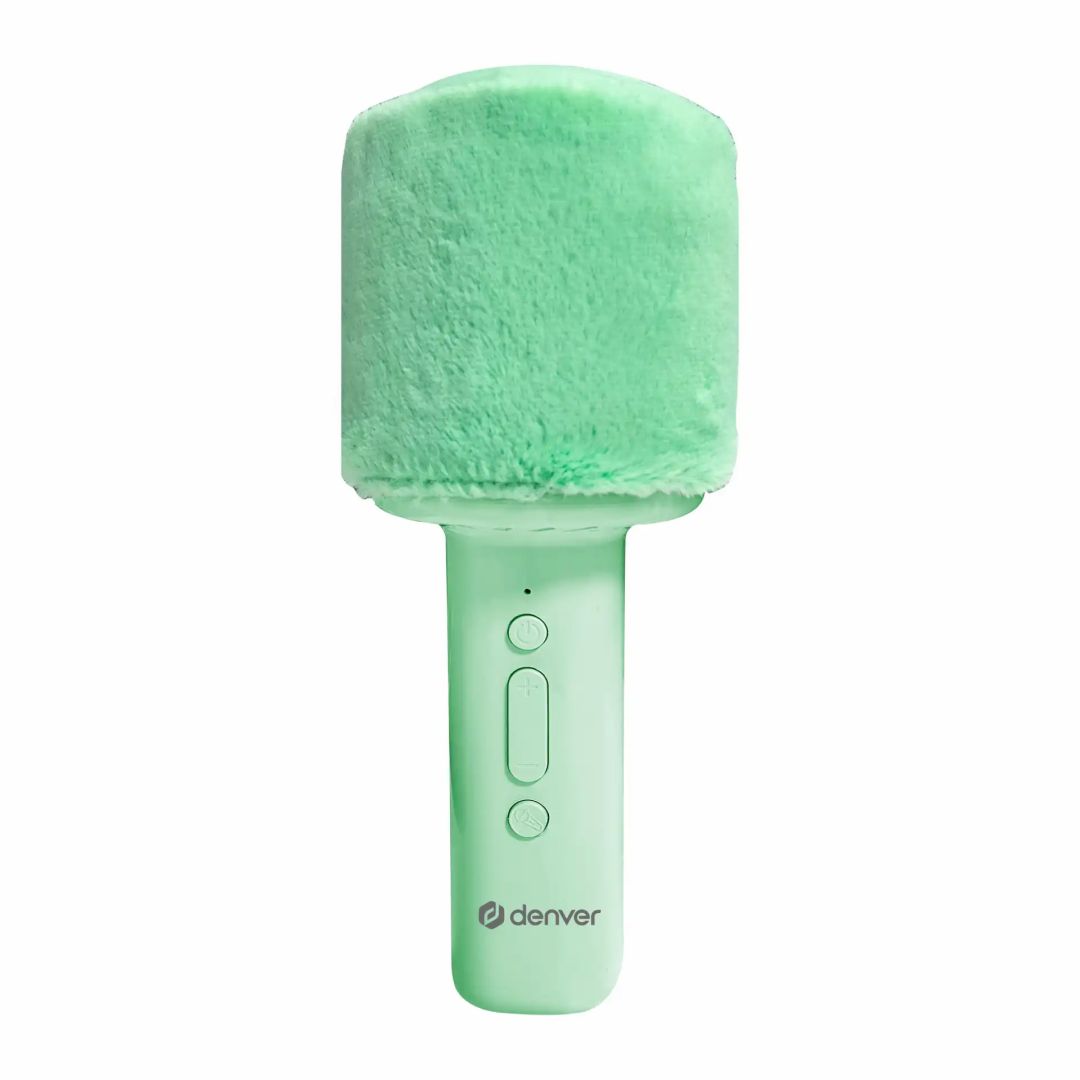 Denver KMS-30RO Bluetooth Karaoke Microphone Speaker with fluffy top Green